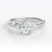 1.40ct Oval Cut Moissanite Three Stone Ring MTR1021 - 18ct-white-gold /  / 7x5mm-1-00ct