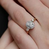 0.79ct Oval Halo Trilogy Style Engagement Ring VR1100 - platinum / 
