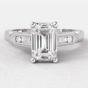 1.20ct Emerald Cut Side Stone Engagement Natural Ring PR1074 - platinum / 