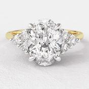 1.40ct Oval Cut Lab Grown Side Stone Diamond Ring PR1050 -  / 18ct-yellow-gold