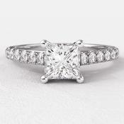0.76ct Princess Cut Side Stone Diamond Ring PR1006 - platinum / 