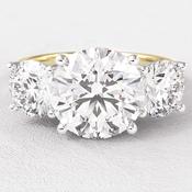 3.00ct Round Cut Trilogy Yellow Gold Diamond Ring Natural Diamond TR1070-3.0 - platinum /  image