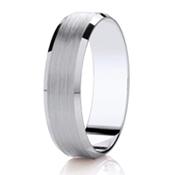 GWR2095 Gents 5mm Bevelled &amp; Brushed Palladium/Platinum Wedding Ring -  / 4mm / 9ct-white-gold image