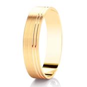 GWR2088 Gents 5mm Double Tramlines Brushed Yellow Gold Wedding Ring -  / 5mm / 9ct-yellow-gold image