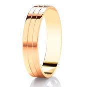 GWR2020 Gents 5mm Pattern Double Line Polished Yellow Gold Wedding Ring - 5mm / 18ct-yellow-gold / 
