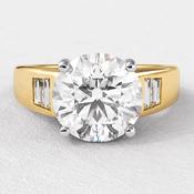 Thick Round Cut Engagement Ring with Baguette Cut Diamonds PR13955 - platinum /  image
