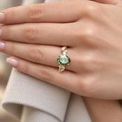 2.50ct Green Oval Cut Petal Style Engagement Ring PR14097 - 18ct-yellow-gold / 