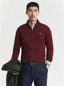Cotton Cable Quarter Zip Sweater - Red - L image