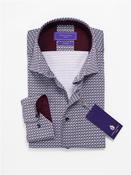 Satin Stretch Graphic Print Shirt - Blue - M