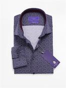 Fine Twill Micro Flower Shirt - Navy - S image