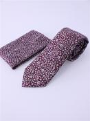 7.5cm Flower Tie &amp; Pocket Square - Red image