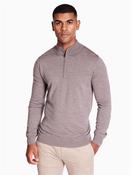 Merino Wool Quarter Zip Jumper - Stone - L image
