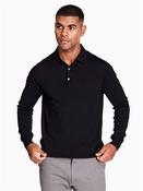 100% Merino Wool Long Sleeve Polo - Black - XL image