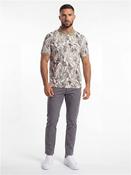 Cotton Pique Leaf Print Polo - Stone - S image