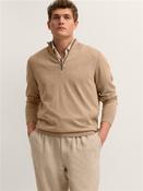 Soft Cotton Quarter Zip Jumper - Beige - M