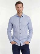 Easy Care Geo Pattern Button Under Shirt - blue - M image