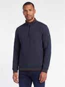 Textured Two Tone Quarter Zip Sweatshirt - Navy - M image