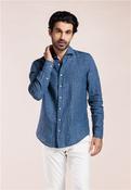 Pure Linen Roma Modern Kent Collar Shirt - Blue - 40 image