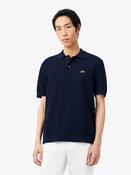 Fine Knit Cotton Polo Collar Sweater - Navy - S image