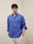 Malibu Linen Button Down Shirt - Blue - M