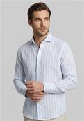 Pure Linen Roma Modern Kent Collar Shirt - Blue - 40 image