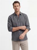 Long Sleeve Linen Shirt - Navy - M image