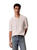 Cotton Waffle Polo Collar Knit - Stone - S