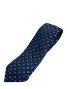 Geo Flower 8cm Silk Tie - Navy