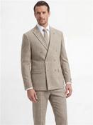 Marcello Double Breasted Check Suit - Stone - 42R image