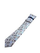 Floral 7.5cm Tie &amp; Pocket Square - Silver image
