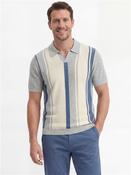 Stripe Cuban Collar Short Sleeve Polo - Blue - S image