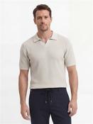 Aravolo Open Neck Knit Polo - Stone - M