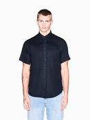 Soft Linen Short Sleeve Shirt - Navy - M image