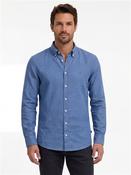 H Liam C1 261 Linen Shirt - Blue - S image