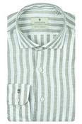 Pure Linen Roma Modern Kent Collar Shirt - Green - 40 image