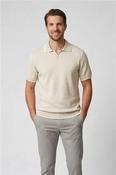 Merino Linen Herringbone Jacquard Polo - Beige - M image