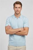 Merino Linen Herringbone Jacquard Polo - Blue - M