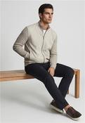 Full Zip Mix Media Sweatshirt - Grey - M