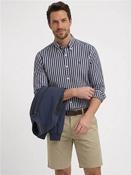 H Liam C1 261 Linen Stripe Shirt - Blue &amp; White  - S image