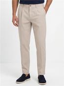 Tapered Pleated Chinos - Stone - 32R image
