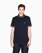 Mercerized Cotton Open Neck Polo Shirt - Navy - S image