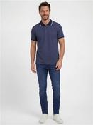 Tipped Collar Structured Polo Shirt - Navy - M image