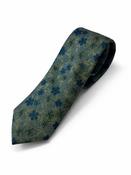 Floral 8cm Silk Tie - Green image