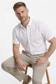 Soft Cotton Short Sleeve Button Down Shirt - White - M image