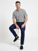 All Over Print Button Down Short Sleeve Shirt - Blue - M image