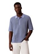 Cotton Waffle Polo Knit - Blue - S image