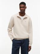 Quarter Zip Mock Neck Sweatshirt - Beige - S