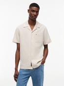 Linen Cuban Collar Shirt - Beige - S