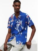 Slub Trophy Neck Shirt - Blue - S