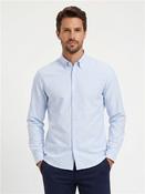 Liam Button Down Cotton Shirt - Blue - M image